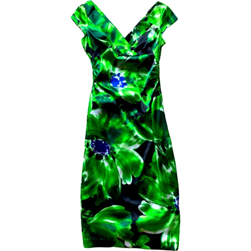 Satin sheen stretch midi dress